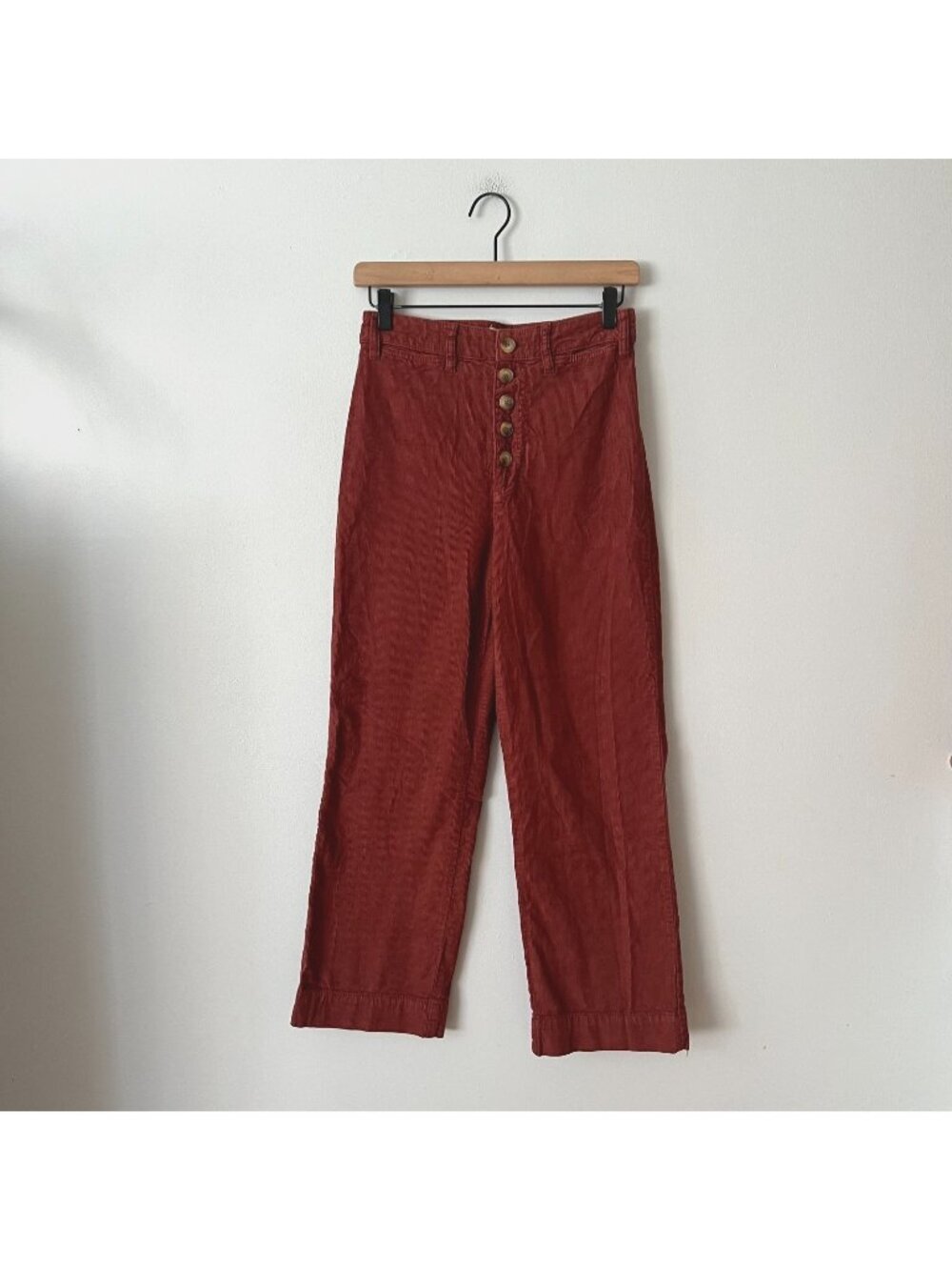 Marine Layer Bridget High Rise Wide Leg Corduroy Pants Barn Red Women's Size 6